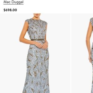 Mac Duggal Women's Elegant Blue and Gold Dress